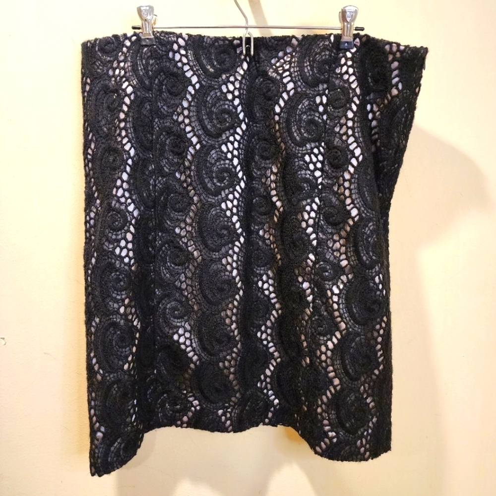 Dialogue Black Knitted Pencil Knee Length Skirt Plus Size 18w